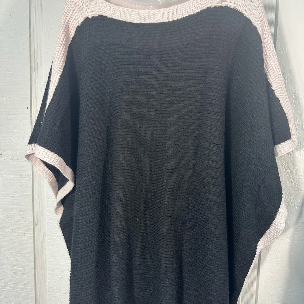 JENNIE LIU Women's Cashmere Blend Rib Knitted Poncho Sweater One Size NW…